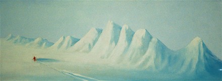 isrød, den fredelige på isen, 2008, 30x80, olje på lerret, solgt