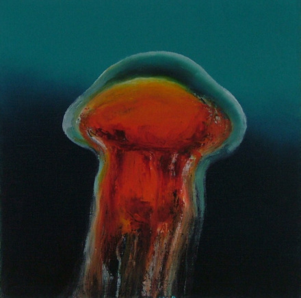 Rød brennmanet,olje på lerret, 40x40, 2009, solgt