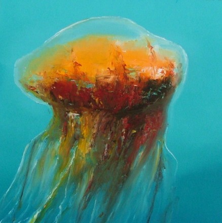 Rød brennmanet,olje på lerret, 40x40, 2009, solgt 